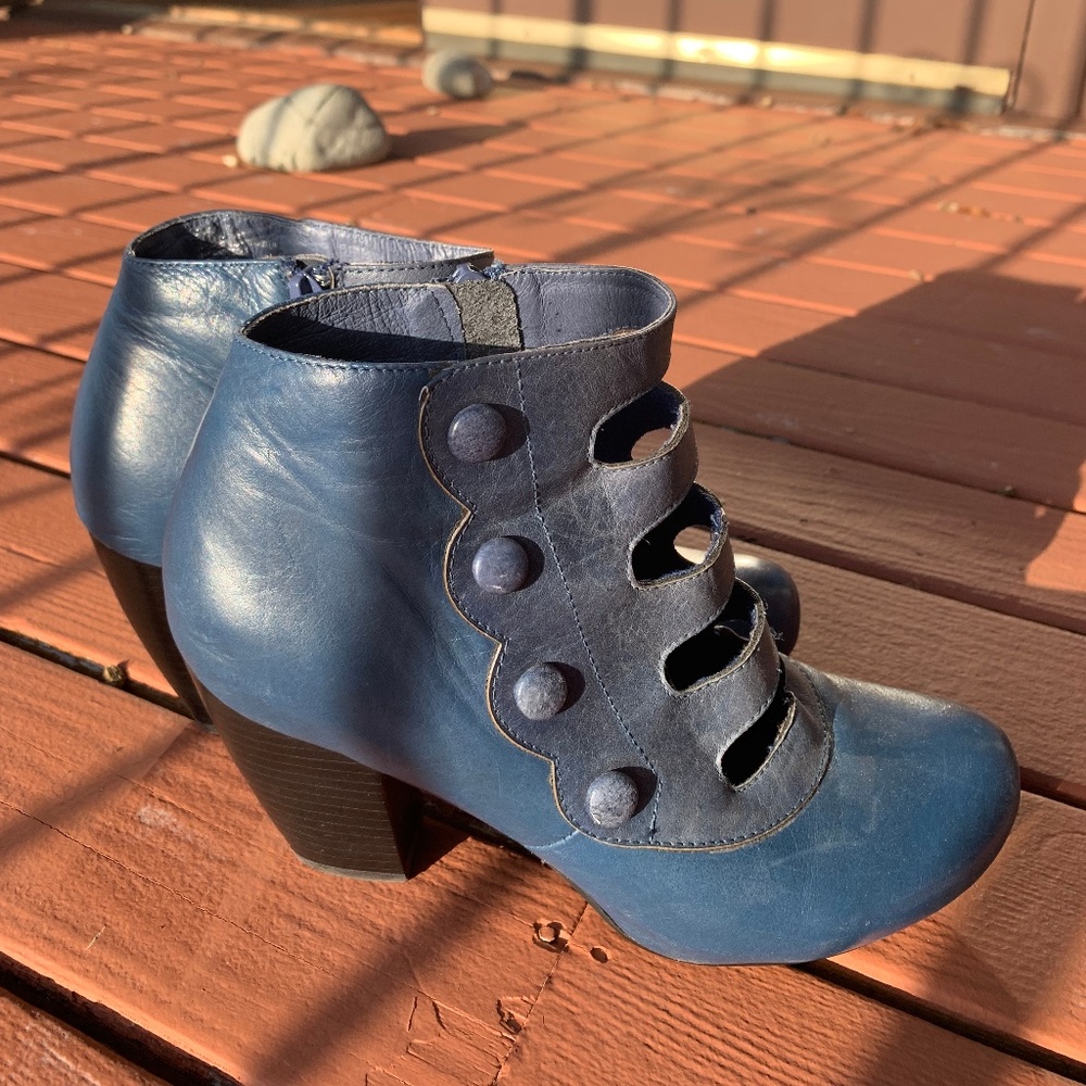 Blue Miz Mooz Debra Leather Cut-out Ankle Bootie